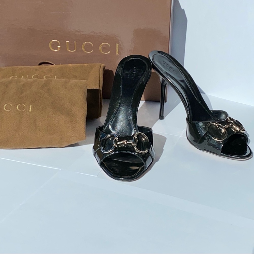Gucci Sand Pelle S CUOIO Vernice Soft Metal Nero 6